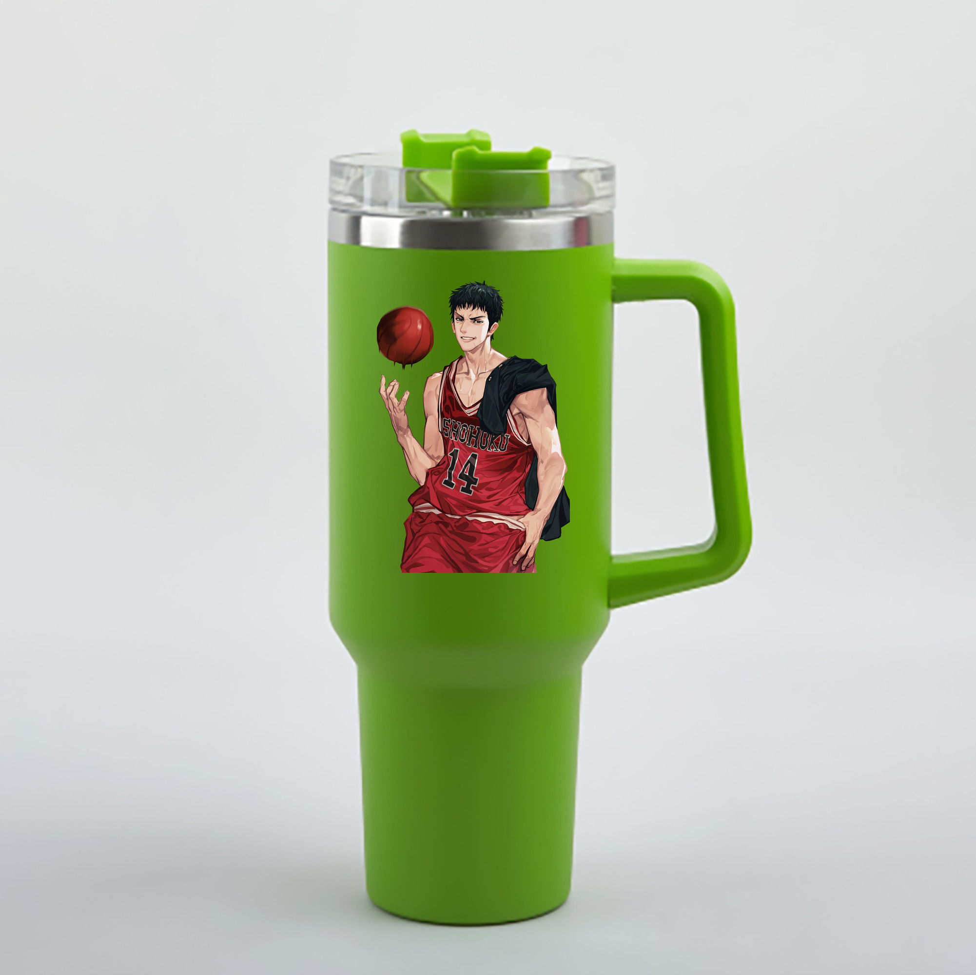（画像用） SLAM DUNK／スラムダンク 1200mL車用タンブラー - クリスタルステッカー（プラスチックストロー付き）